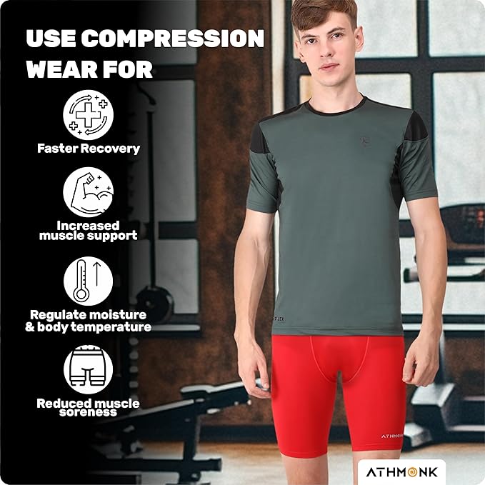 Athmonk 4-Way Lycra Compression Shorts for Men